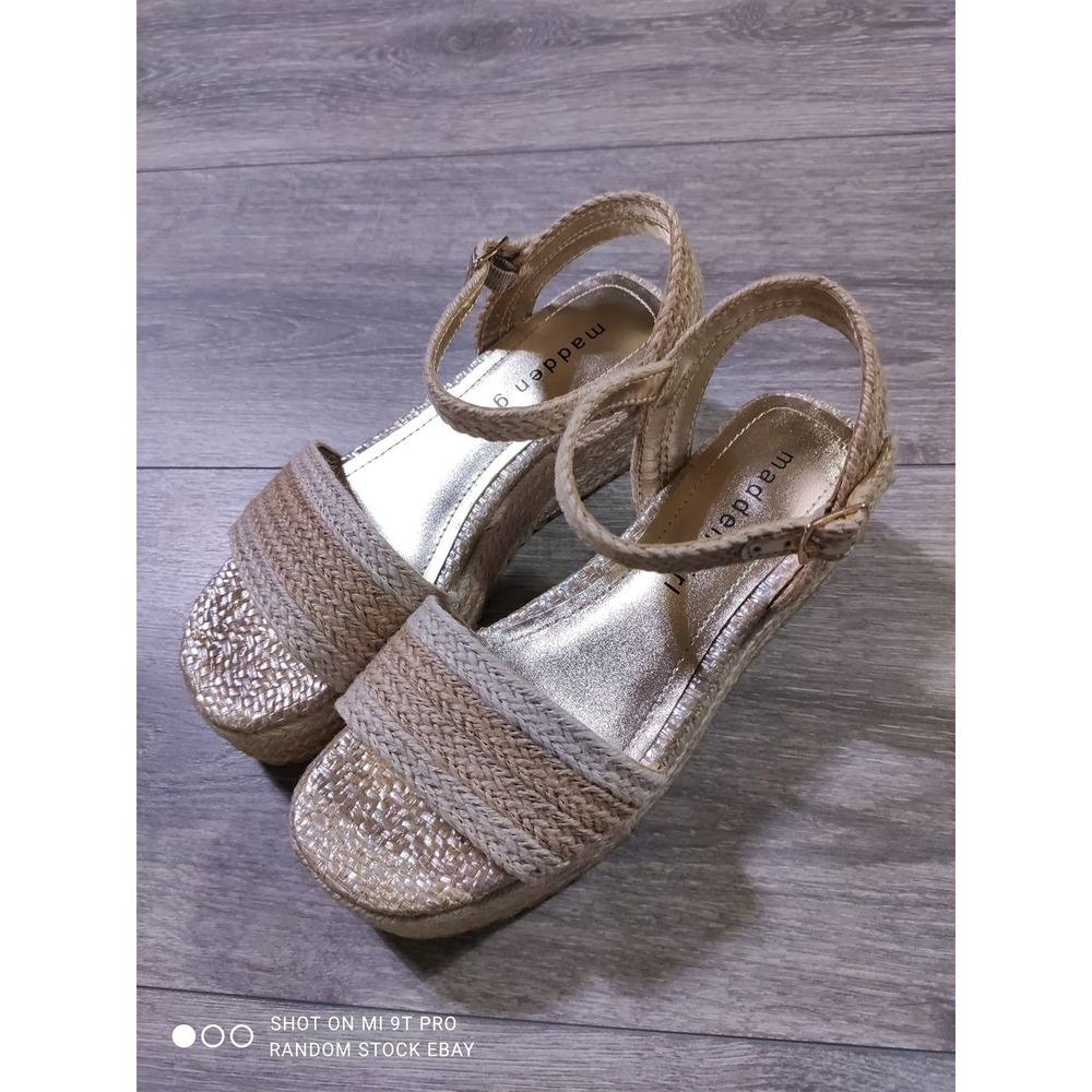 Madden Girl Sandals Girls Size 1 Natural Espadrille Platform Ankle Strap